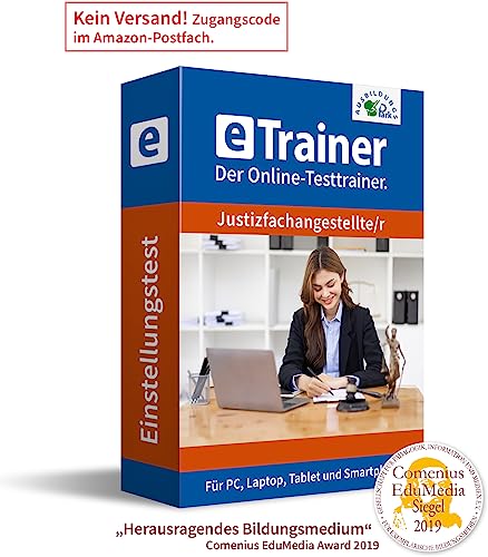 Einstellungstest Justizfachangestellte 2024: eTrainer – Der Online-Testtrainer | Über 1.600 Aufgaben mit Lösungen: Allgemeinwissen, Sprache, Mathe, Logik, Konzentration und mehr | Eignungstest üben von Ausbildungspark