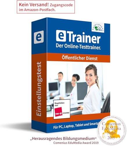 Einstellungstest Öffentlicher Dienst 2024: eTrainer – Der Online-Testtrainer | Über 2.200 Aufgaben mit Lösungen: Wissen, Sprache, Mathe, Logik, Konzentration und mehr | Eignungstest üben von Ausbildungspark