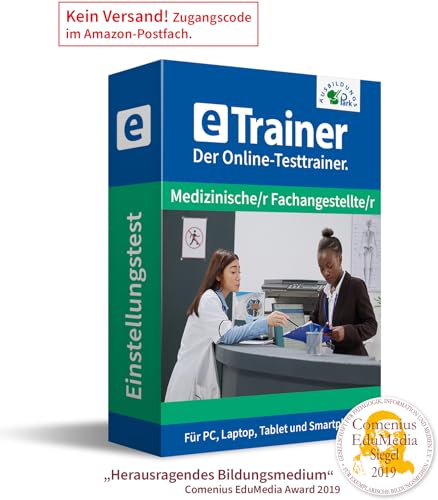 Medizinische Fachangestellte Einstellungstest 2024: eTrainer – Der Online-Testtrainer | Über 1.300 Aufgaben mit Lösungen: Allgemeinwissen, Deutsch, Mathematik, Logik, visuelles Denken und mehr von Ausbildungspark