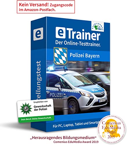 Polizei Bayern Einstellungstest 2024: eTrainer – Der Online-Testtrainer | Über 2.100 Aufgaben mit Lösungen: Allgemeinwissen, Sprachbeherrschung, Mathematik, Logik und mehr | Eignungstest üben von Ausbildungspark