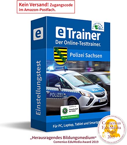 Polizei Sachsen Einstellungstest 2024: eTrainer – Der Online-Testtrainer | Über 1.100 Aufgaben mit Lösungen: Rechtschreibung und Grammatik, Sprachverständnis, Logik, visuelles Denken, Konzentration … von Ausbildungspark