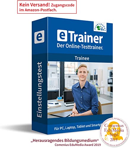 Trainee Einstellungstest 2024: eTrainer – Der Online-Testtrainer | Über 2.500 Aufgaben mit Lösungen: Allgemeinwissen, Sprache, Mathematik, logisches Denken, Merkfähigkeit und mehr | Eignungstest üben von Ausbildungspark