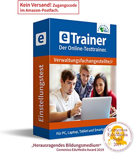 Verwaltungsfachangestellte Einstellungstest 2023: eTrainer – Der Online-Testtrainer | Über 2.300 Aufgaben mit Lösungen: Allgemeinwissen, Deutsch, Mathematik, Logik, visuelles Denken und mehr von Ausbildungspark