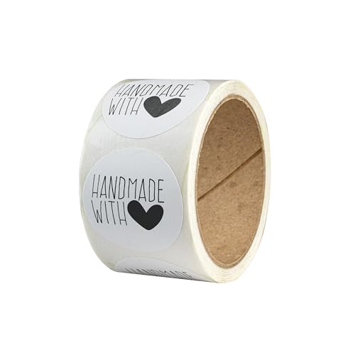 Aufkleber Handmade with Love – 50 Stück – Recyclingpapier, rund – Ø 4 cm – als Sticker oder Etiketten für Hochzeit, Weihnachten – handgemacht, Marmeladengläser, Kerzen - GROSSES HERZ Aufkleber Handmade with Love – 50 Stück – Recyclingpapier, rund – Ø 4 cm – als Sticker oder Etiketten für Hochzeit, Weihnachten – handgemacht, Marmeladengläser, Kerzen - GROSSES HERZ von Ausgewählt verpackt