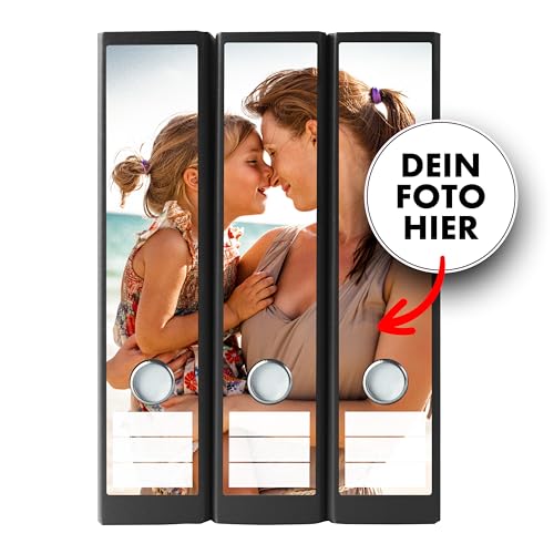 Ordnerrücken Etiketten selbst gestalten – Dein Foto über 3 Aufkleber – selbstklebend für Ordner A4 breit – Klebeetiketten als Rückenschilder für Ordner – Untergrund scheint nicht durch - BREIT von Ausgewählt verpackt