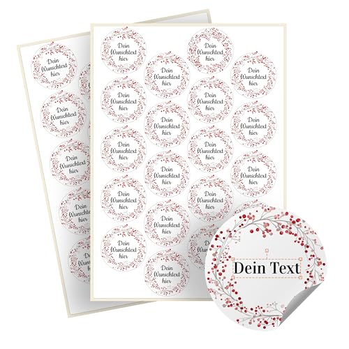 Weihnachtssticker selbst gestalten – 40 personalisierte Aufkleber - Stickerbögen – rund, Ø 5 cm – Weihnachtsetiketten als Geschenkaufkleber – Sticker mit Namen - Kranz - Motiv 4 Weihnachtssticker selbst gestalten – 40 personalisierte Aufkleber - Stickerbögen – rund, Ø 5 cm – Weihnachtsetiketten als Geschenkaufkleber – Sticker mit Namen - Kranz - Motiv 4 von Ausgewählt verpackt