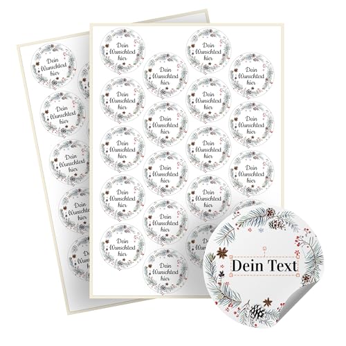 Weihnachtssticker selbst gestalten – 40 personalisierte Aufkleber - Stickerbögen – rund, Ø 5 cm – Weihnachtsetiketten als Geschenkaufkleber – Sticker mit Namen - Kranz - Motiv 7 Weihnachtssticker selbst gestalten – 40 personalisierte Aufkleber - Stickerbögen – rund, Ø 5 cm – Weihnachtsetiketten als Geschenkaufkleber – Sticker mit Namen - Kranz - Motiv 7 von Ausgewählt verpackt