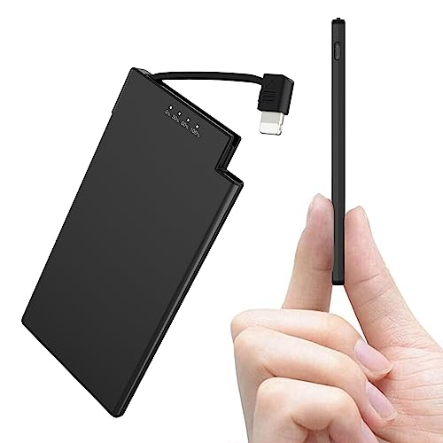 Auskang 5000mAh Powerbank Slim mit Kabel, 0.6cm Ultra-dünn und leicht Tragbares Externe Akkus Kompatibel mit iPhone (außer iPhone 15-Serie) Power Bank von Auskang