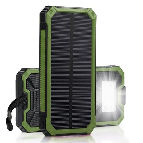 Ausla Solar-Powerbank Tragbare Powerbank Powerbank-Ladegerät Energiespeicher Zwei Mobile USB-Powerbanks Powerbank-Gehäuse(Grün) von Ausla