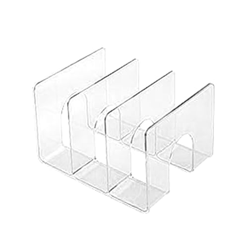 Clear Pet Desk Organizer, Clear Vertical Bookend Organizer mit 3 Grids Zoned Design for Magazinen Bindemittel Notizbücher Umschläge für Mehrzweckorganisator (GREY) von Ausla
