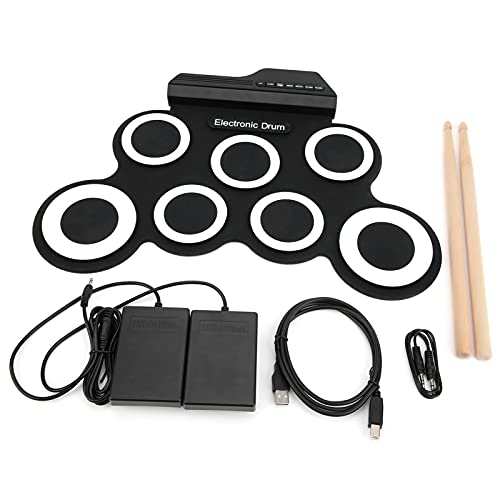 Elektronisches Schlagzeug Pad Set mit eingebautem Lautsprecher, faltbare Roll-up Silikon Übungsmatte Kit von Ausla
