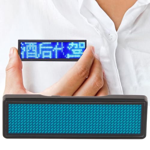 LED Namensschild Anzeige 750 englische Zeichen, alle Sprachen,240mah Lithiumbatterie Programmierbares LED-Laufschild für Messen, Unternehmen,Stationen,93 x 30 x 6mm (BLUE) von Ausla