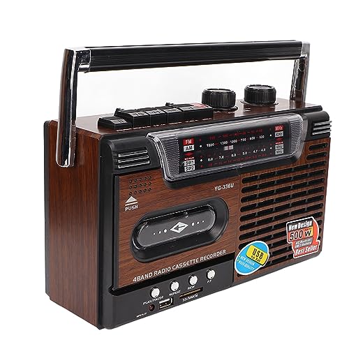 Tragbarer Kassettenrekorder, AM/FM-Radio, Starkes Signal, Geräuschlos, Unterstützt Speicherkarte, USB (EU-Stecker) von Ausla