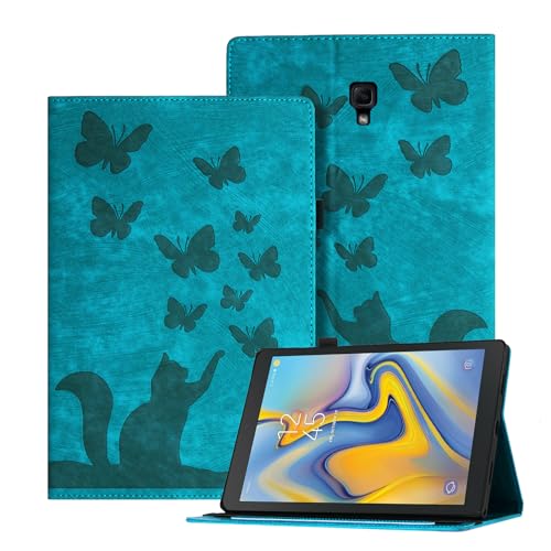 Ausblin Geprägte Samsung Galaxy Tab A 10.5 Hülle, Schmetterlings und Katzen Themen Retro PU Leder Tablet Hülle für Samsung Galaxy Tab A 10.5 (2018) / T590, Grün von Auslbin