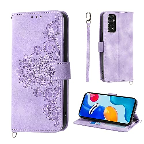 Auslbin Blumen Redmi Note11 4G /Note 11S 4G Hülle, Vintage-Stil PU-Leder Schutzhülle für Redmi Note11 4G /Note 11S 4G Lila von Auslbin