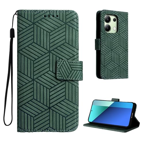 Auslbin Flip Hülle für Xiaomi Redmi Note 13 4G 6.67", Geometrischen Stil Redmi Note 13 4G 23129RAA4G Handyhülle mit Magnetschnalle aus PU-Leder, Grün von Auslbin