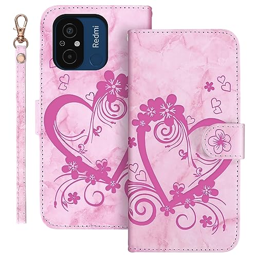 Auslbin Flip Redmi 12C Hüllen (2023) 6.71", Love PU-Leder Handyhülle mit Armband für Xiaomi Redmi 12C (2023), Rosa von Auslbin