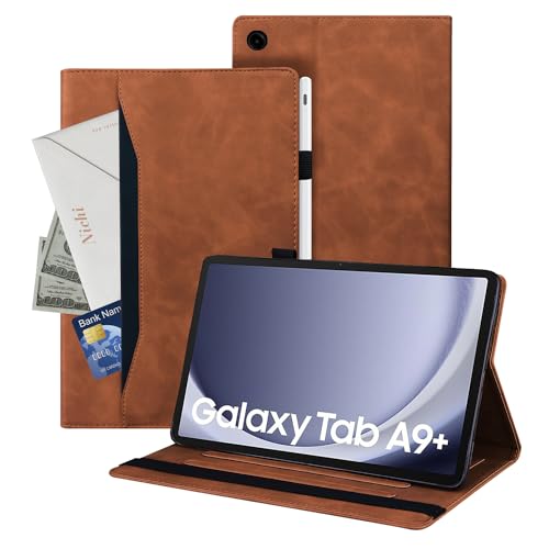 Auslbin Galaxy Tab A9+ Hülle 11 Zoll 2023, Polether -Tablet Geeignet für Tab SM-X210 SM-X215, Klassischer Lederstil Samsung Galaxy Tab A9 Plus Hülle mit Standfunktion Braun von Auslbin