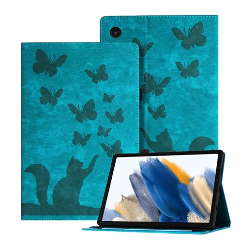 Auslbin Geprägte Samsung Tablet A8 Hülle (2021) 10.5", Schmetterlings und Katzen Themen Retro PU Leder Tablet Hülle für Sam Tab A8 (2021) 10.5", Grün von Auslbin
