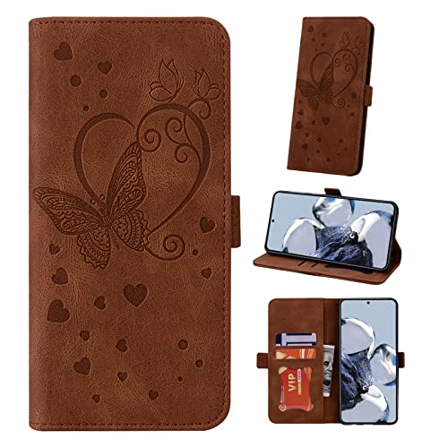 Auslbin Handyhülle für Xiaomi 12T / 12T Pro 5G Hülle Leder Brieftasche Schutzhülle für Xiaomi 12T Hülle 360 Stoßfest Case Flip Wallet Leder Klappbar für Xiaomi 12T Pro Hülle Holster - Braun von Auslbin