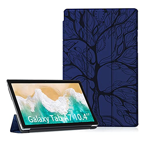 Auslbin Hülle für Galaxy Tab A7 10.4 Zoll 2020 Tablet,Premium Embossed Tree PU Leder Flip Case mit Auto Schlafen/Wachen,Schutzhülle für Samsung Galaxy Tab A7 10.4 2020 SM-T500/T505/T507 - Navy blau von Auslbin