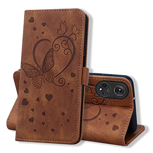 Auslbin Hülle für Honor 50 5G / Huawei Nova 9 6.57 Zoll 2021 Schutzhülle Premium PU/TPU Lederhülle Flip Wallet Tasche Case mit Kartensteckplätzen,Braun von Auslbin