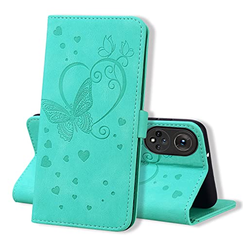 Auslbin Hülle für Honor 50 5G / Huawei Nova 9 6.57 Zoll 2021 Schutzhülle Premium PU/TPU Lederhülle Flip Wallet Tasche Case mit Kartensteckplätzen,Grün von Auslbin