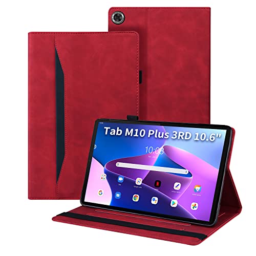 Auslbin Hülle für Lenovo Tab M10 Plus 3rd Gen (2022) 10.6 Zoll PU-Leder mit der Stand Funktion Tablet Case, Nicht kompatibel mit Lenovo Tab M10 Plus (2rd Gen) FHD, Rot von Auslbin