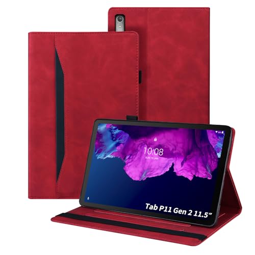 Auslbin Hülle für Lenovo Tab P11 (2nd Gen) 11.5 Zoll TB350FU/TB350XU 2022 PU-Leder mit der Stand Funktion Tablet Case Schutzhülle für Lenovo Tab P11 (2nd Gen) 11.5 TB350FU/TB350XU 2022,Rot von Auslbin