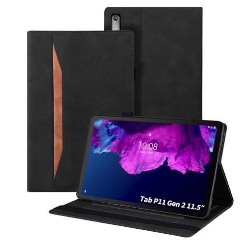 Auslbin Hülle für Lenovo Tab P11 (2nd Gen) 11.5 Zoll TB350FU/TB350XU 2022 PU-Leder mit der Stand Funktion Tablet Case Schutzhülle für Lenovo Tab P11 (2nd Gen) 11.5 TB350FU/TB350XU 2022,Schwarz von Auslbin