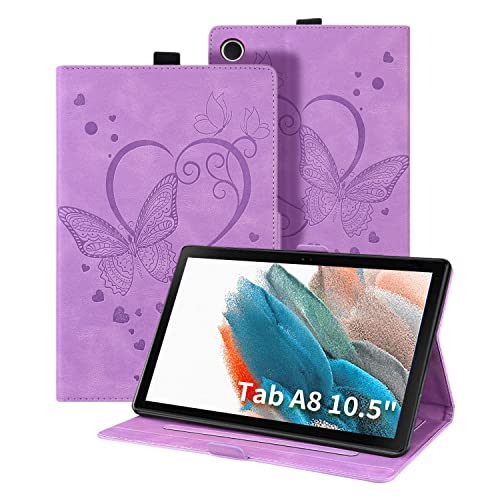 Auslbin Hülle für Samsung Galaxy Tab A8 10.5 Zoll 2021/2022 Schmetterling PU Leder Auto Schlaf/Aufwach Case mit Stand Schutzhülle für Samsung Galaxy Tab A8 10.5" SM-X200/SM-X205/SM-X207,Lila von Auslbin