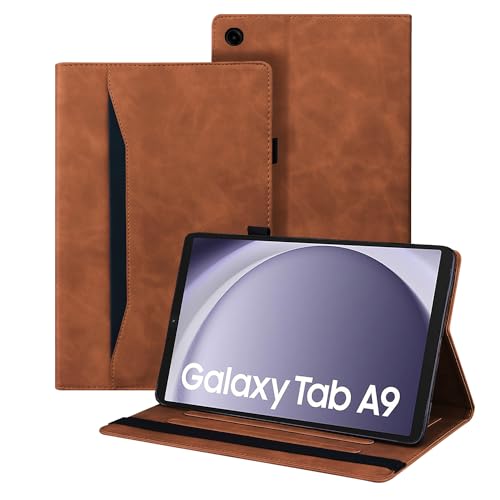 Auslbin Hülle für Samsung Galaxy Tab A9 8.7" 2023, Polether -Tablet Geeignet für Tab A9 (2023) SM-X110/SM-X115, Klassischer Lederstil Tablet Hülle, Braun von Auslbin