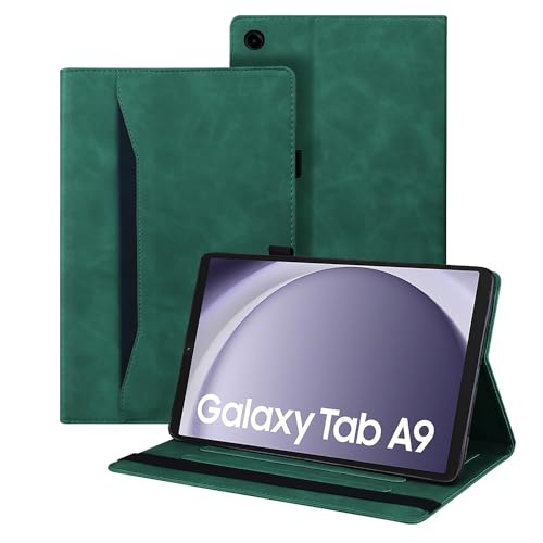 Auslbin Hülle für Samsung Galaxy Tab A9 8.7" 2023, Polether -Tablet Geeignet für Tab A9 (2023) SM-X110/SM-X115, Klassischer Lederstil Tablet Hülle, Grün von Auslbin