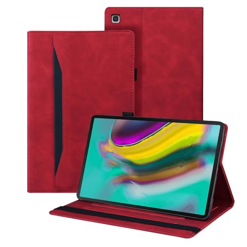 Auslbin Hülle für Samsung Galaxy Tab S5e 10.5 Zoll 2019 Tablet Modell SM-T720/T725 Premium PU-Leder mit der Stand Funktion Kartenschlitz Schutzhülle mit Stifthalter,Rot von Auslbin