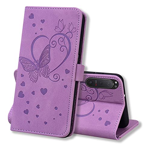 Auslbin Hülle für Sony Xperia 5 II 2020 Schutzhülle Premium PU/TPU Lederhülle Flip Wallet Tasche Case mit Kartensteckplätzen Handyhülle für Sony Xperia 5 II,Lila von Auslbin