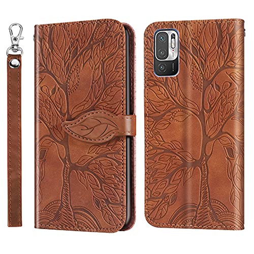 Auslbin Hülle für Xiaomi Redmi Note 10 5G,Leder Handyhülle Stoßfest Wallet Magnet Schutzhülle Tasche Silikon Bumper TPU Case für Handy Xiaomi Redmi Note 10 5G-Braun von Auslbin