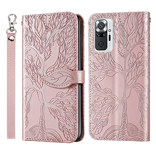 Auslbin Hülle für Xiaomi Redmi Note 10 Pro,Leder Handyhülle Stoßfest Wallet Magnet Schutzhülle Tasche Silikon Bumper TPU Case für Handy Xiaomi Redmi Note 10 Pro-Roségold von Auslbin