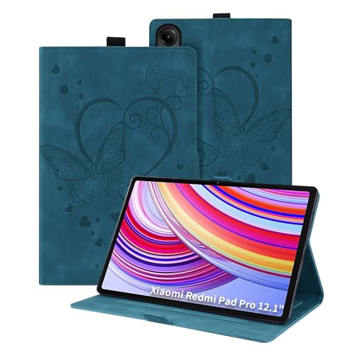 Auslbin Hülle für Xiaomi Redmi Pad Pro 12.1" 2024, Schutzhülle PU-Leder mit Schmetter Lingsprägung, Mit magnetischer Saugschnalle und Stifthalter für Xiaomi Poco Pad Flip Tasche, Blau Auslbin Hülle für Xiaomi Redmi Pad Pro 12.1" 2024, Schutzhülle PU-Leder mit Schmetter Lingsprägung, Mit magnetischer Saugschnalle und Stifthalter für Xiaomi Poco Pad Flip Tasche, Blau von Auslbin