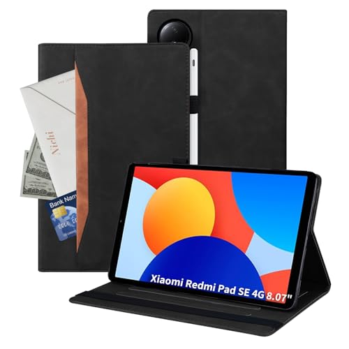 Auslbin Hülle für Xiaomi Redmi Pad SE 4G 8.7, Polether -Tablet Geeignet für Redmi Pad SE 8.7, Klassischer Lederstil Redmi Pad SE 8.7 Hülle mit Standfunktion, Schwarz von Auslbin