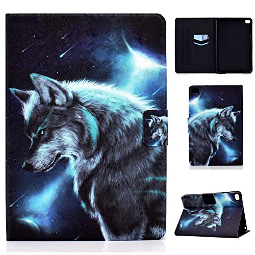 Auslbin Hülle für iPad Mini 5/iPad Mini 4/iPad Mini 3/iPad Mini 2/iPad Mini 1,PU Leder Case Magnetisch Flip Cover Etui mit Ständer und Kartensteckplatz,Auto Schlaf/Aufwach,Wolf von Auslbin