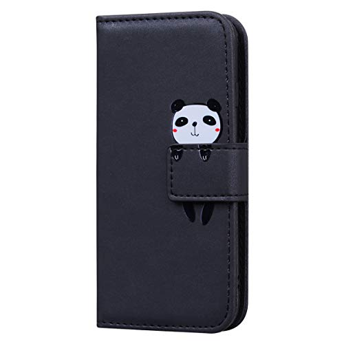 Auslbin Hülle für iPhone X/XS,Premium Leder Flip Wallet Schutzhülle Tasche Handyhülle für iPhone X/XS(Schwarz Panda) von Auslbin