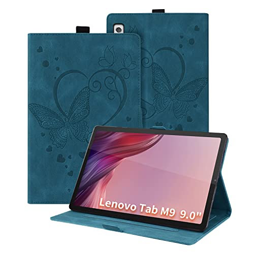 Auslbin Lenovo M9 9.0 "2023 Tablet Hülle, Butterfly PU Leder Tablet Cover für Lenovo M9 9.0", Blau von Auslbin