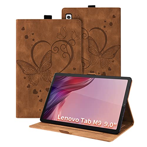Auslbin Lenovo M9 9.0 "2023 Tablet Hülle, Butterfly PU Leder Tablet Cover für Lenovo M9 9.0", Braun von Auslbin