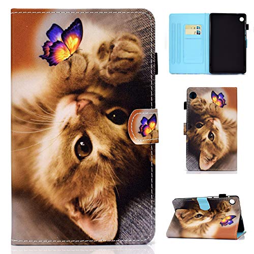 Auslbin Lenovo Tab M10 3rd Gen (2022) 10.1" Tablet Case, Printed Pu Leather Tablet Cover with Auto Sleep/Wake Function for Lenovo Tab M10 Gen 3, Butterfly Cat von Auslbin