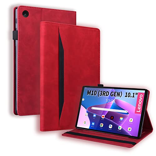 Auslbin Lenovo Tab M10 3rd Gen Hülle 2022 10.1" (TB-238F) PU-Leder mit der Stand Funktion Tablet Case, Nicht kompatibel mit Lenovo Tab M10 Gen 2 (HD), Rot von Auslbin