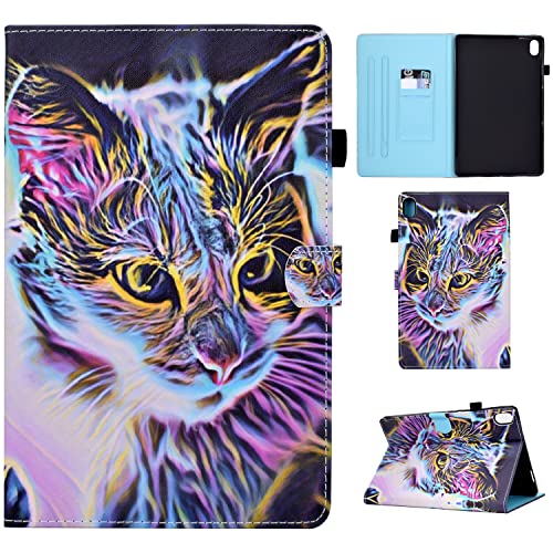 Auslbin Lenovo Tab P11 / P11 Plus Hülle PU Leder Multi-Winkel Betrachtung Case Cover mit Auto Schlaf/Wach Schutzhülle für Lenovo Tab P11 (TB-J606F/TB-J606X)/ P11 Plus 11 Zoll (TB-J607) 2021,Katze von Auslbin