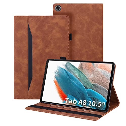 Auslbin Samsung A8 Tablet Hülle 10.5" (2021 Version) PU-Leder mit der Stand Funktion Tablet Case mit Auto Schlaf/Aufwach Schutzhülle für Samsung Galaxy Tab A8 SM-X200 Hülle /X205 (Braun) von Auslbin