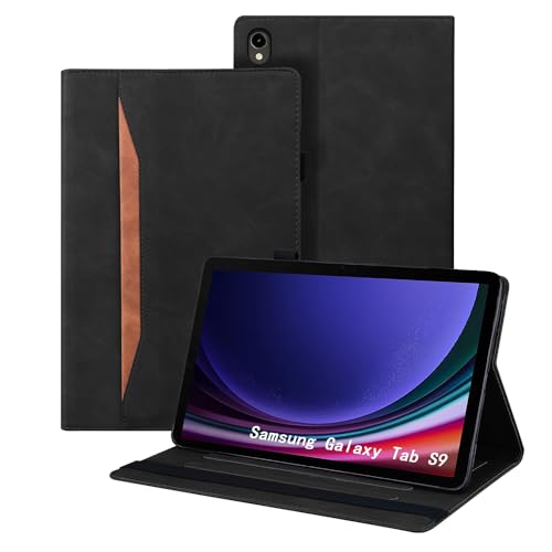 Auslbin Samsung Galaxy Tab Tab S9 Hülle (2023) 11" Tab S8 S7, Polether -Tablet Geeignet für Tab SM-X710 X700 T870, Klassischer Lederstil, Schwarz von Auslbin