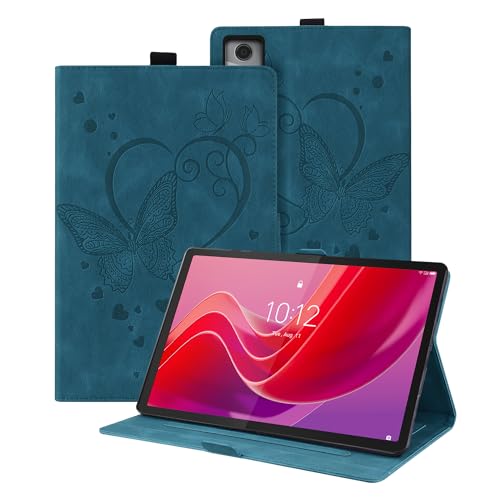 Auslbin Schutzhülle Kompatibel mit Lenovo Tab M11 11" 2024 Hülle, PU Leder mit Schmetterlingsprägung und Standfunktion Flip Tasche, für Tab M11 TB-330FU /331FC, Blau von Auslbin