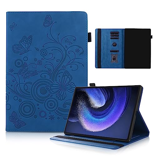 Austin Xiaomi Pad 6 11" Hülle, Folio Pu Tablethülle, für Xiaomi Pad 6 Pro, Anti-Kraper Tabletten Flip Schutzhülle, Schmetterling Tasche, Blau von Auslbin